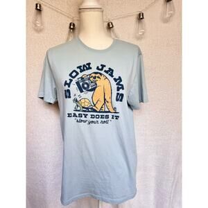 Old Navy Slow Jams Slow Your Roll Sloth Short Sleeve Blue Graphic T Shirt Medium